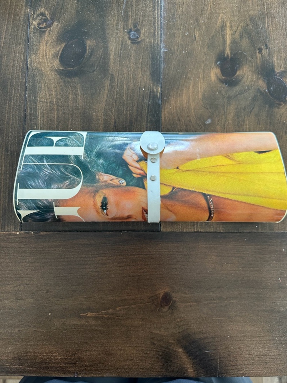 Vintage Printed Vogue Magazine-Style Clutch Wallet - Yellow Accent